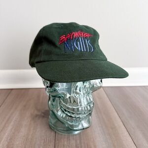Vtg 80s 90s Baywatch embroidered adjustable hat green